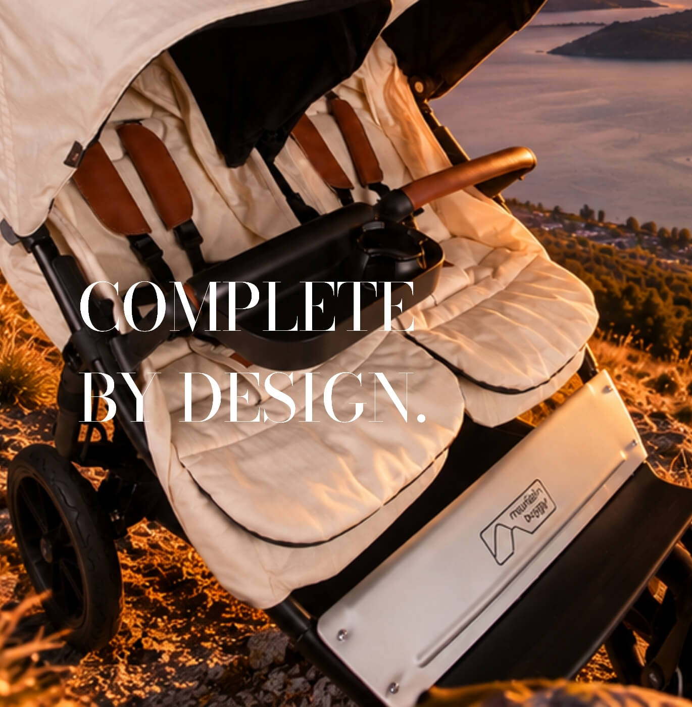 COMPLETE BY DESIGN. duet™ chai fabric in twin toddler mode with food tray