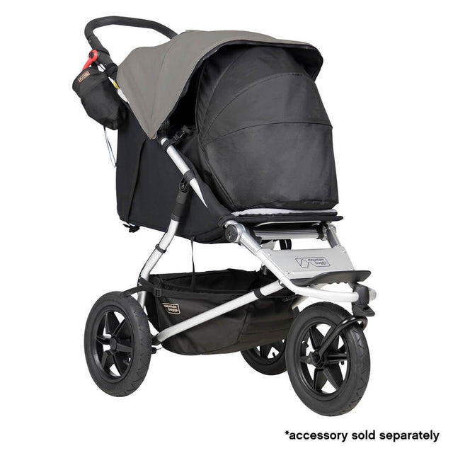 mountain buggy urban jungle all-terrain buggy with newborn cocoon 3/4 view shown in color silver_silver