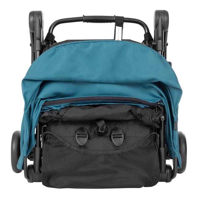 mountain buggy nano travel buggy in colour teal showing front view of compact fold_teal