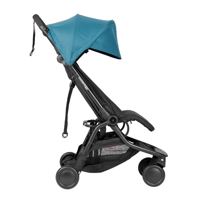 mountain buggy nano travel buggy in colour teal side on showing upright seat position_teal