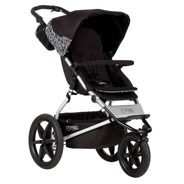 Mountain Buggy terrain stroller in black and white graphite colour has a reversible black seat liner_graphite