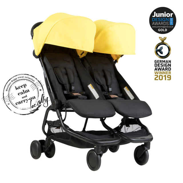 Mountain Buggy nano duo double lightweight buggy in colour cyber with KCCO logo_cyber