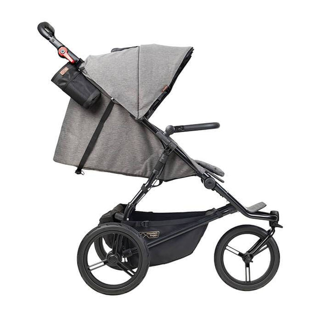 Mountain Buggy urban jungle luxury collection stroller in herringbone grey colour has a full recline mode for newborns_herringbone