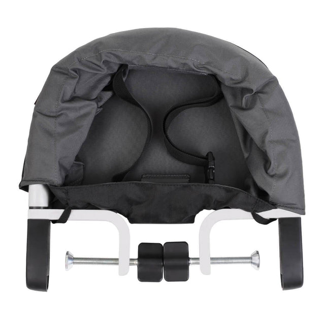 mountain buggy pod portable high chair in flint grey colour top down view_flint