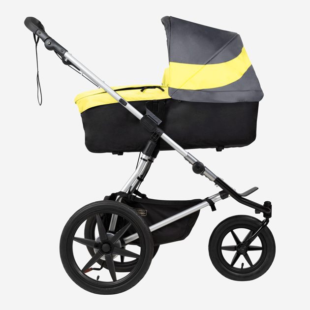 Mountain Buggy carrycot plus on terrain gif image showing all 3 riding modes in colour solus_solus