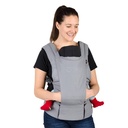 mountain buggy juno baby carrier in charcoal grey colour with infant insert in use_charcoal