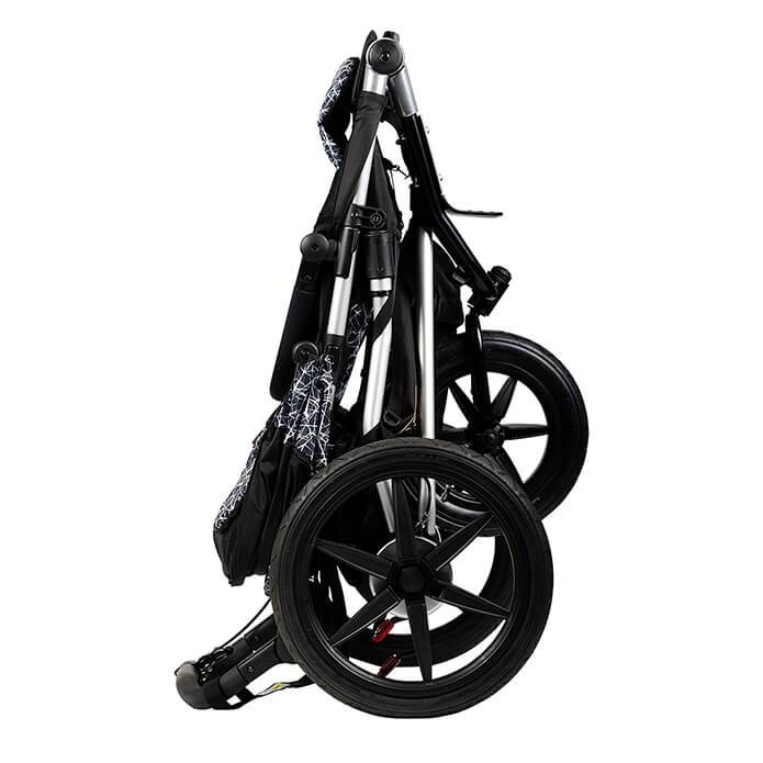 Mountain Buggy terrain stroller in black and white graphite colour folds down compactly_graphite