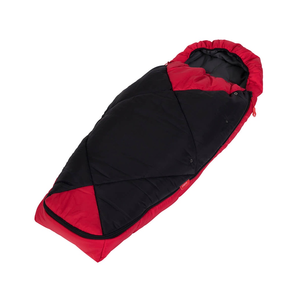 phil&teds snuggle & snooze sleeping bag in red 3/4 view
