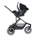 alpha infant car seat shown as a travel system using optional travel adaptors on a phil&teds sport buggy