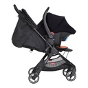 alpha infant car seat shown as a travel system using optional travel adaptors on a phil&teds go buggy