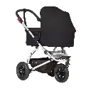 Mountain-Buggy-black-carrycot-plus-on-swift-buggy-in-lie-flat-mode.webp